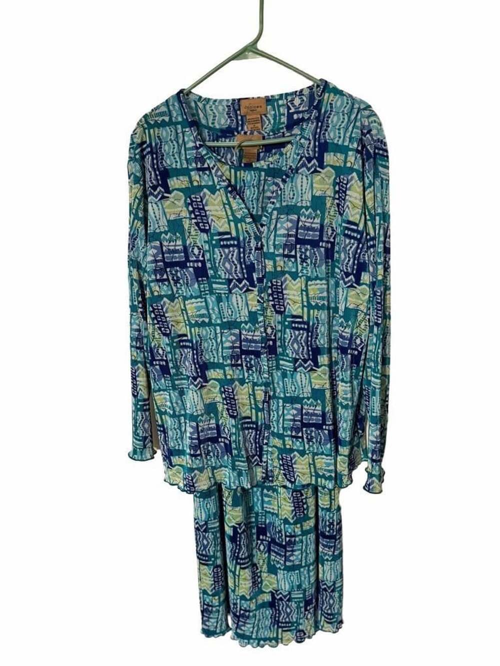 Choices Woman Pleated 3 pc. Outfit Set Size 2X/3X Blue